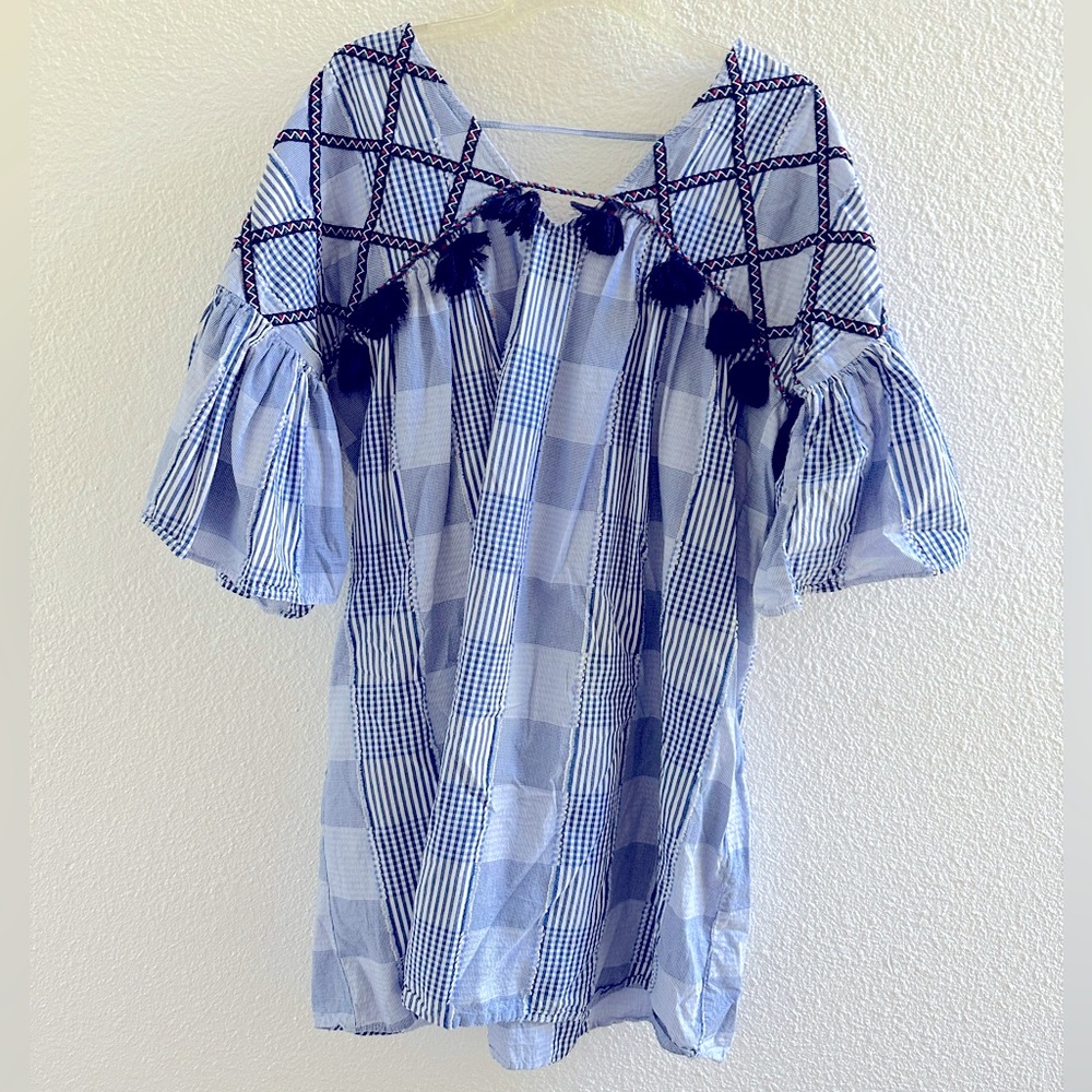 Maeve Blue and White Checkered Dress